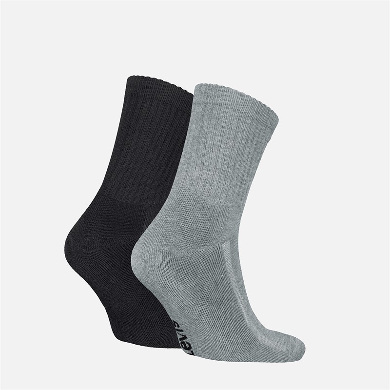Levi's Mens Short Cut Saloon Logo Two Pack Socks Black/Grey Black / Grey