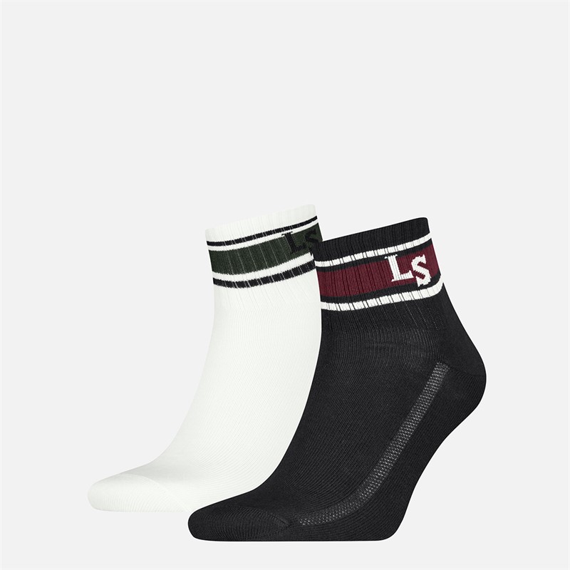 Levi's Mens High Mid Cut Logo Two Pack Socks Black/White Black / White