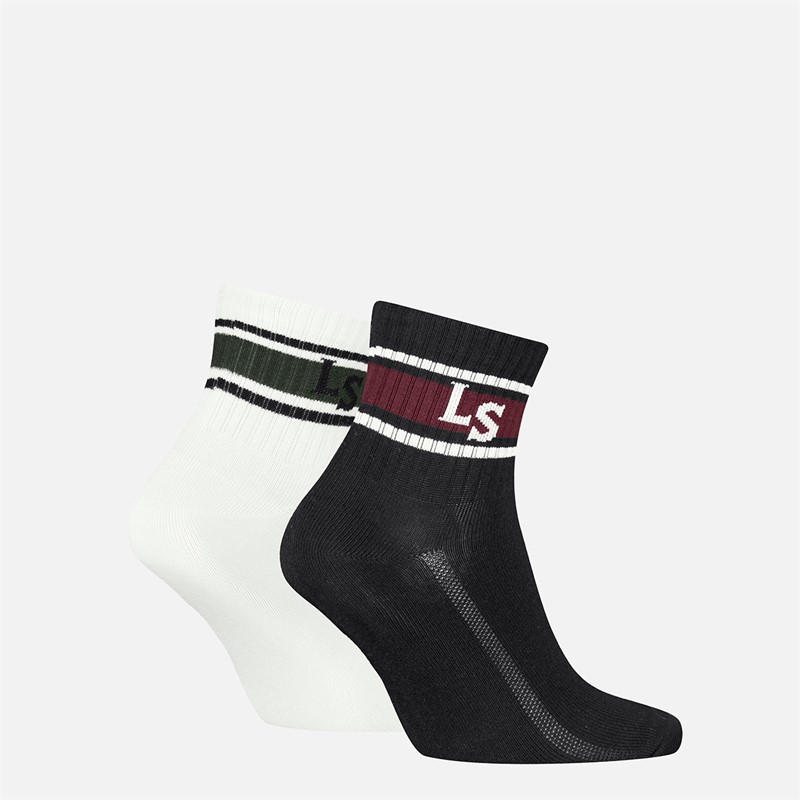 Levi's Mens High Mid Cut Logo Two Pack Socks Black/White Black / White