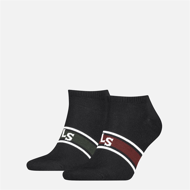Levi's Mens Low Cut Logo Two Pack Socks Black Combo
