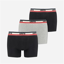 Levi's Mens Three Pack Logo Boxer Briefs Black/Grey Melange