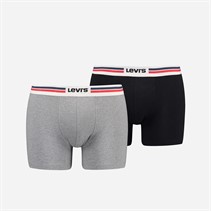 Levi's Mens Logo Two Pack Boxer Briefs Mid Grey Melange/Black