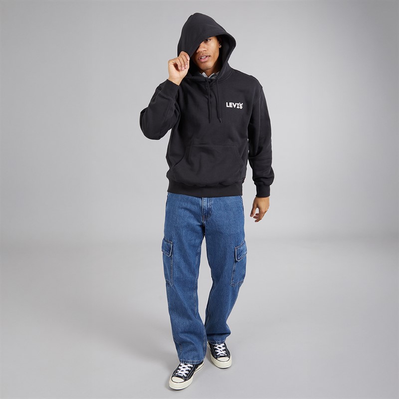 Levi's Mens Relaxed Graphic Hoodie Caviar