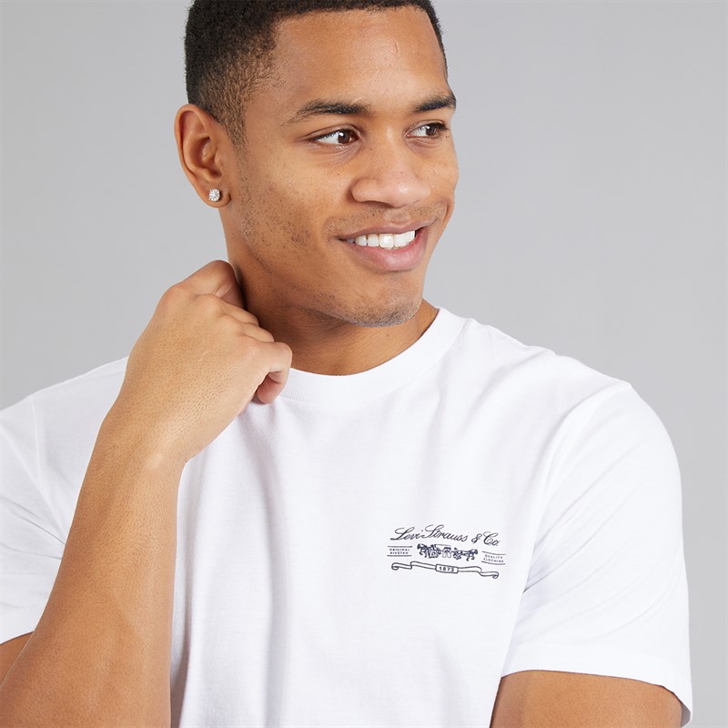 Levi's Mens Graphic Crew Neck T-Shirt White Plus