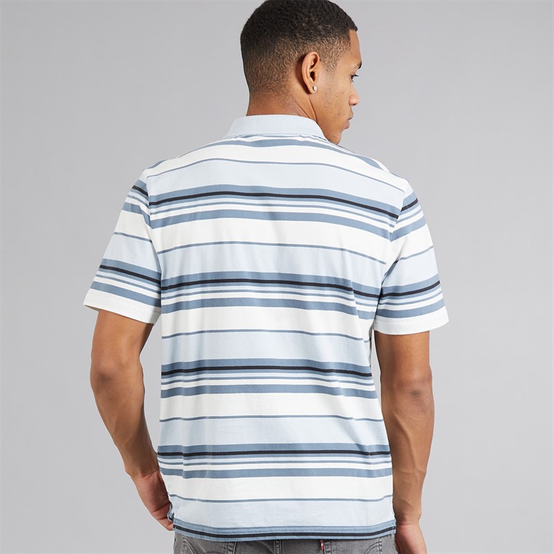 Levi's Mens Authentic Polo Shirt Acacius Stripe Egret