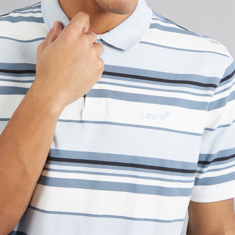 Levi's Mens Authentic Polo Shirt Acacius Stripe Egret