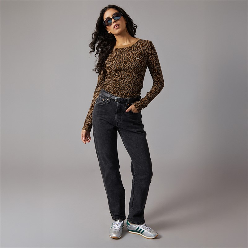 Levi's Womens Essential Long Sleeve Top Smaller Annessa Cheetah Ermine