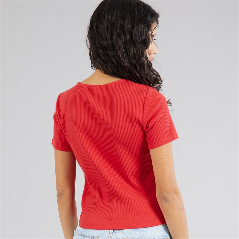 Levi's Womens Muse Ribbed T-Shirt True Red