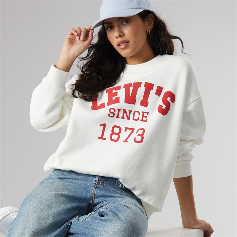 Levi's Womens Graphic Crew Sweatshirt Lsesince 1873 Bright White