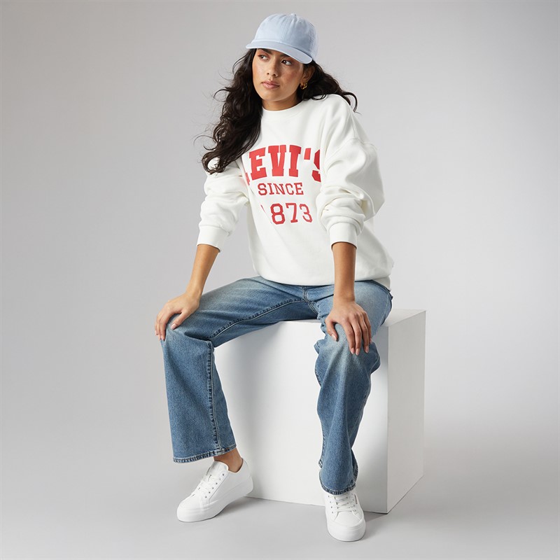 Levi's Womens Graphic Crew Sweatshirt Lsesince 1873 Bright White