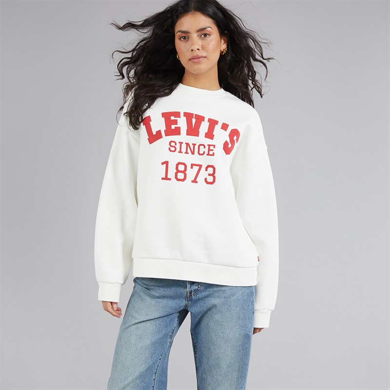 Levi's Womens Graphic Crew Sweatshirt Lsesince 1873 Bright White