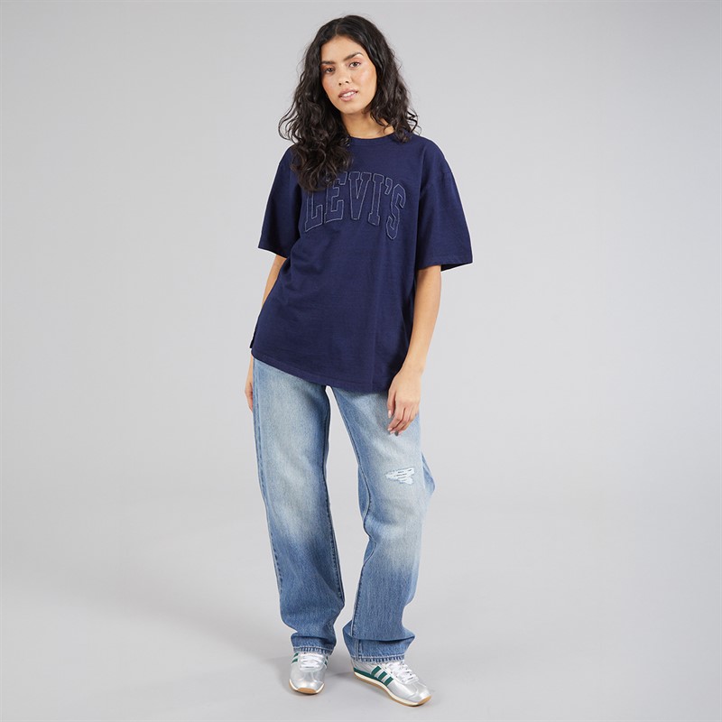 Levi's Womens Tabor T-Shirt 1873 Raw Edge Applique Indigo
