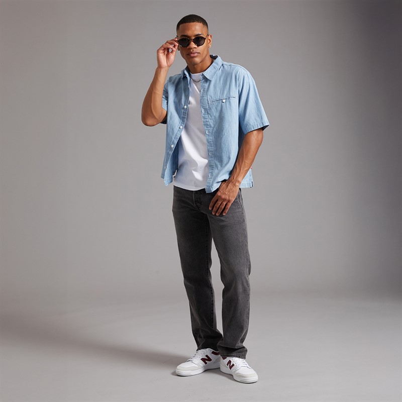 Levi's Mens Short Sleeve Zandt Boxy Shirt Charlie Light Chambray