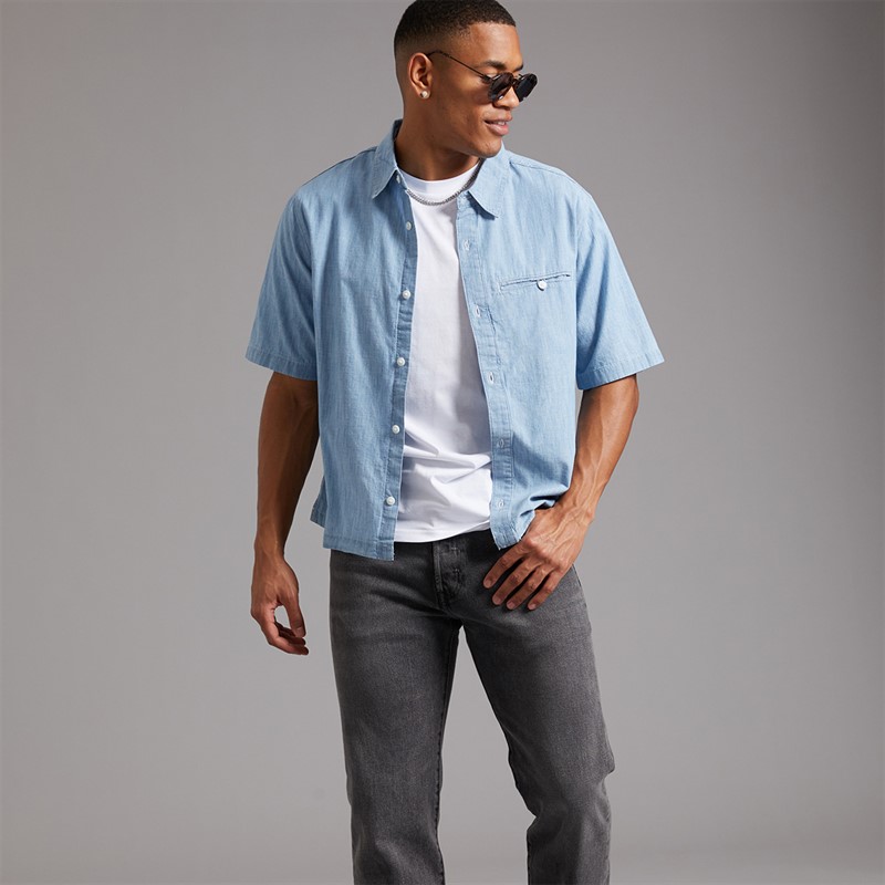 Levi's Mens Short Sleeve Zandt Boxy Shirt Charlie Light Chambray