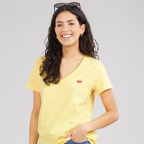 Levi's Womens Perfect Slub V-Neck T-Shirt Mood Yellow