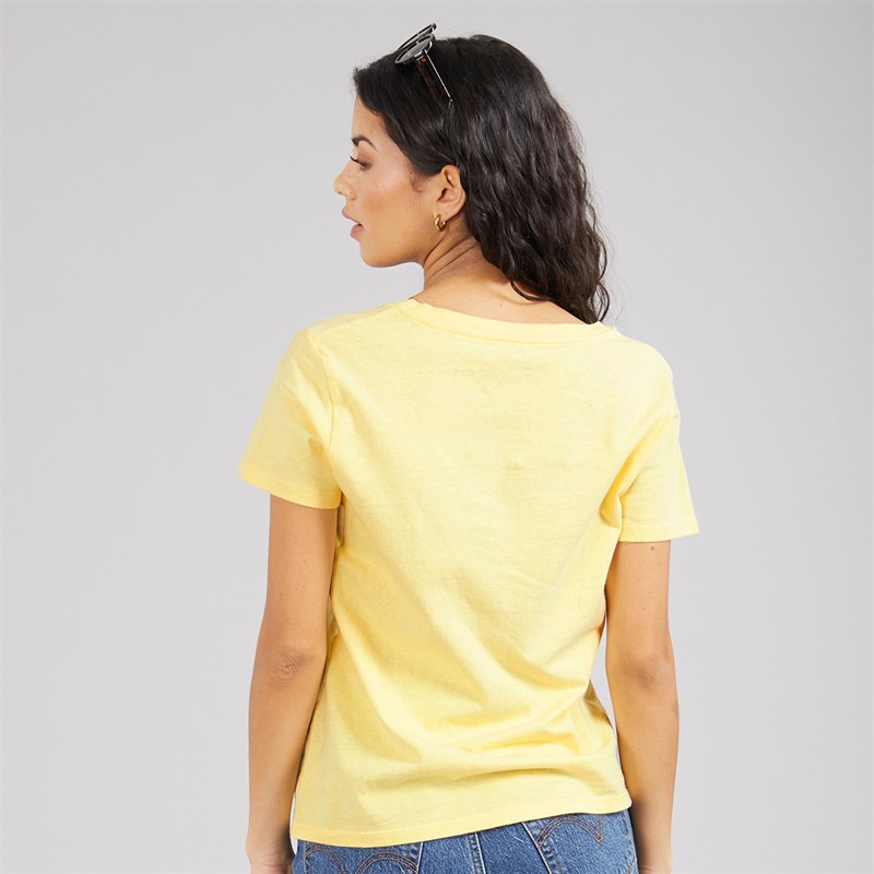 Levi's Womens Perfect Slub V-Neck T-Shirt Mood Yellow