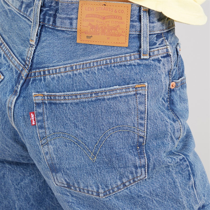 Levi's Womens 501 Mid Thigh Shorts Blue Beauty