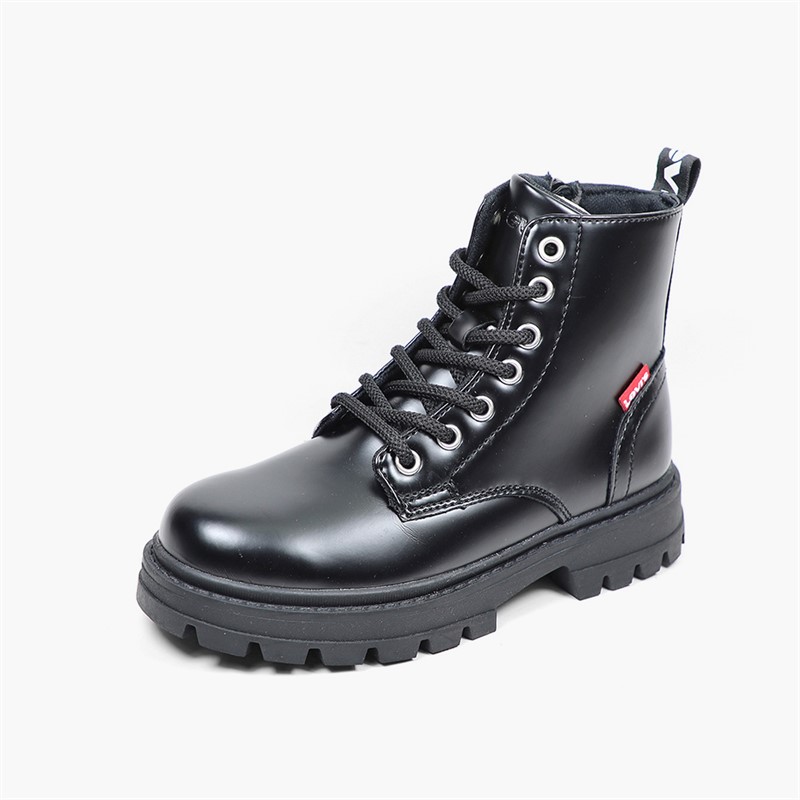 Levi's Junior Girls Pasadena Refresh Boots Black Shiny 2459