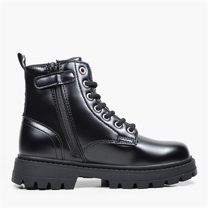 Levi's Junior Girls Pasadena Refresh Boots Black Shiny 2459