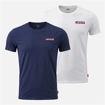 Levi's Mens Two Pack Crew Neck Graphic T-Shirts White/Dress Blues
