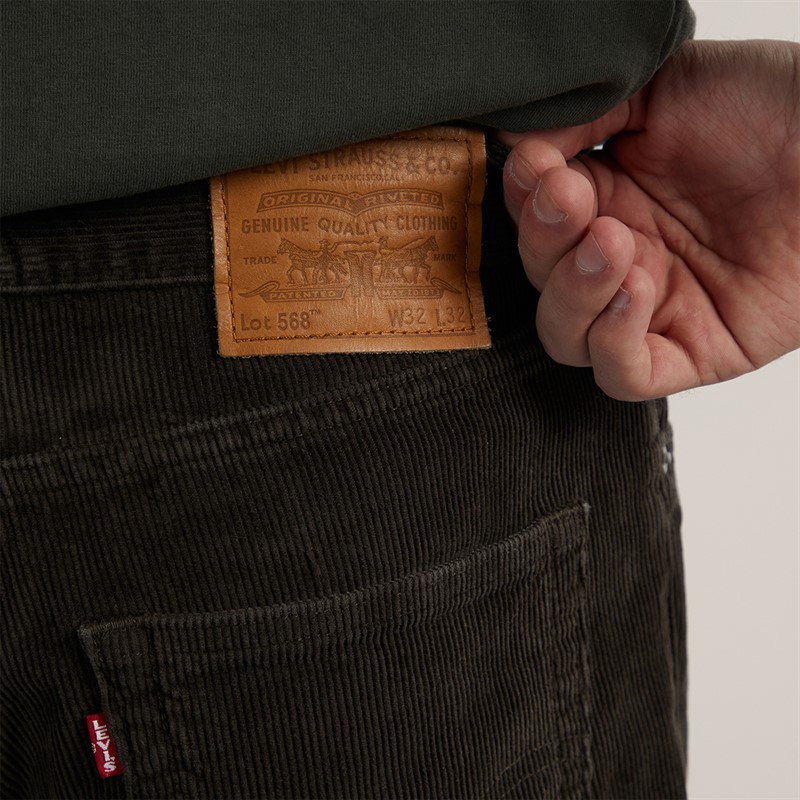 Levi's Mens 568 Loose Straight Fit Corduroy Jeans Black Olive