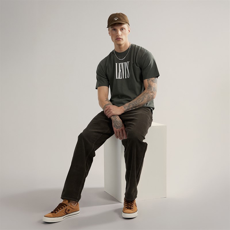 Levi's Mens 568 Loose Straight Fit Corduroy Jeans Black Olive