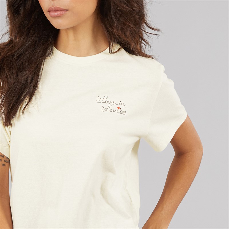 Levi's Womens Graphic Classic T-Shirt Love In Levi S Egret