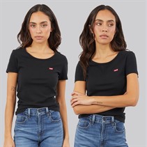 Levi's Womens Two Pack Crew Neck T-Shirts Mineral Black