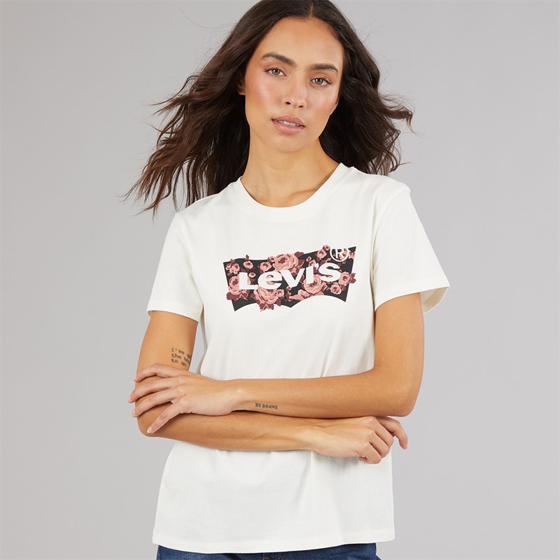 Levi's Womens The Perfect Tee T-Shirt Gab Rose Bw Fill Egret