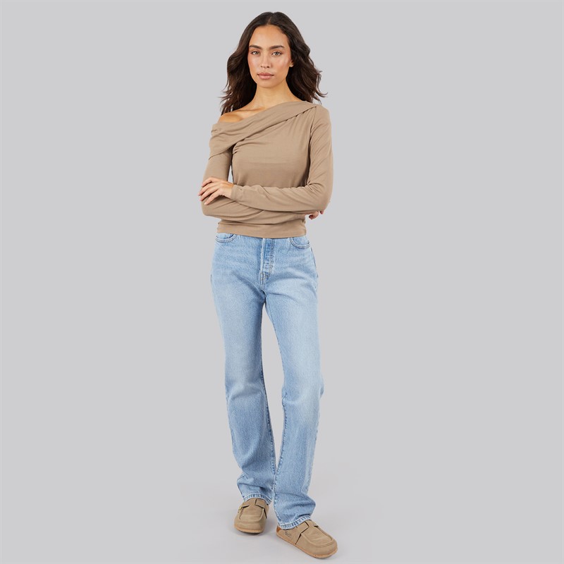 Levi's Womens Clara Off Shoulder Top Pine Bark