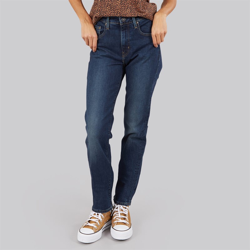 Levi's Womens 724 High Rise Straight Fit Jeans Blue Swell