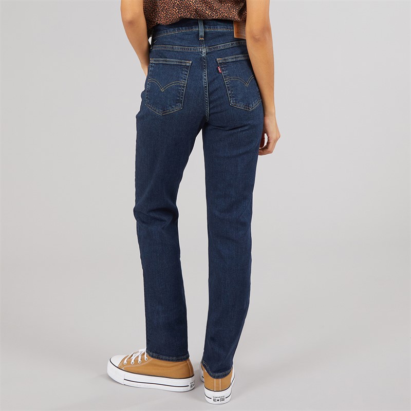 Levi's Womens 724 High Rise Straight Fit Jeans Blue Swell