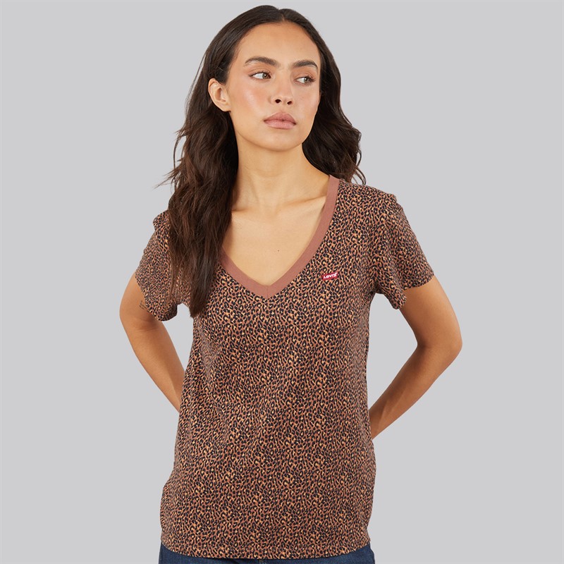 Levi's Womens Perfect V-Neck T-Shirt Leopard
