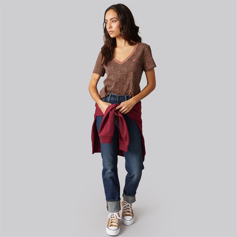 Levi's Womens Perfect V-Neck T-Shirt Leopard