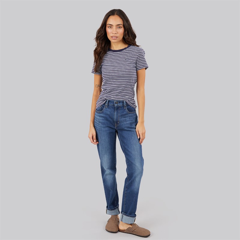 Levi's Womens 724 High Rise Straight Fit Jeans Damaged Stats