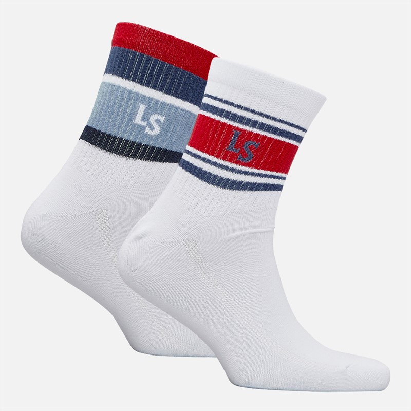 Levi's Mens Levis Short Cut Stripe Two Pack Ankle Socks Blue/White