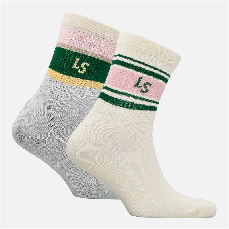 Levi's Mens Levis Short Cut Stripe Two Pack Ankle Socks White/Green