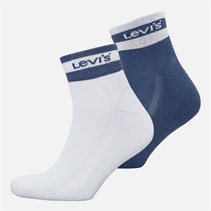 Levi's Mens Levis Mid Cut Stripe Two Pack Ankle Socks Red/Blue