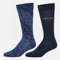 Levi's Mens Levis Regular Cut Bandana Print Two Pack Crew Socks Blue Combo