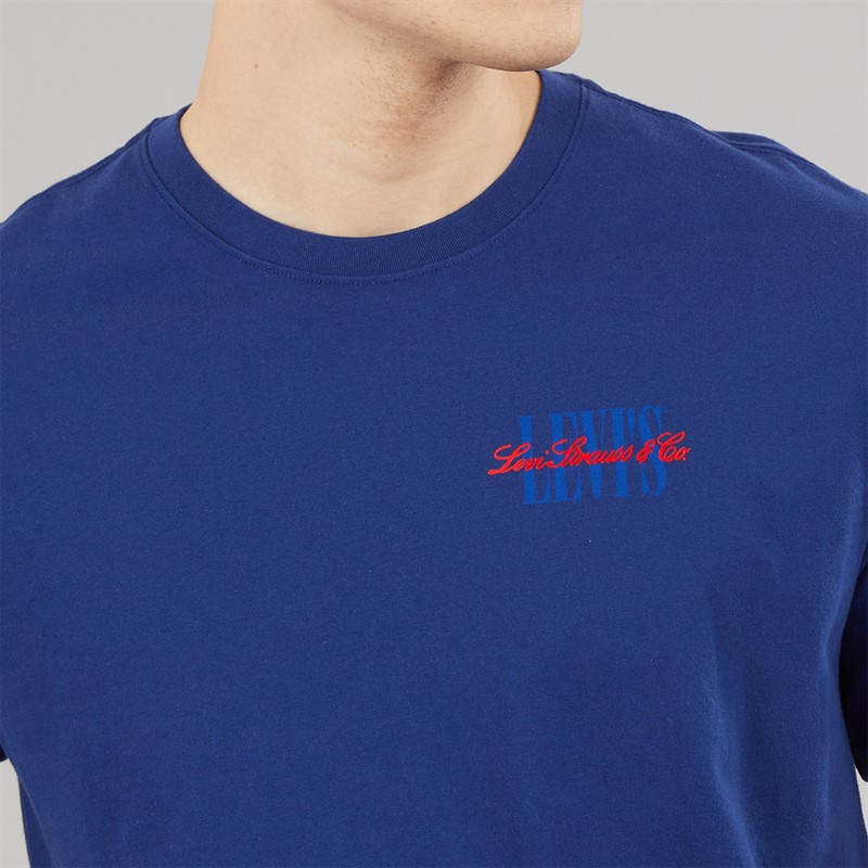 Levi's Mens Relaxed Fit T-Shirt Serif 6 Blue
