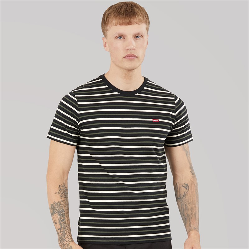 Levi's Mens Original Housemark T-Shirt Andor Stripe Jet Black