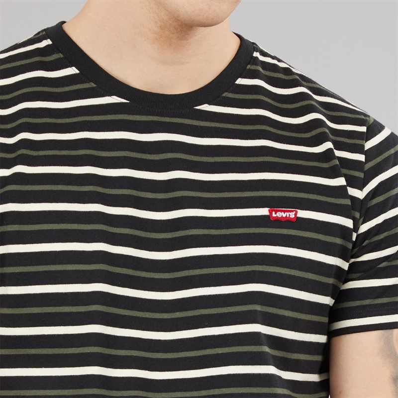 Levi's Mens Original Housemark T-Shirt Andor Stripe Jet Black