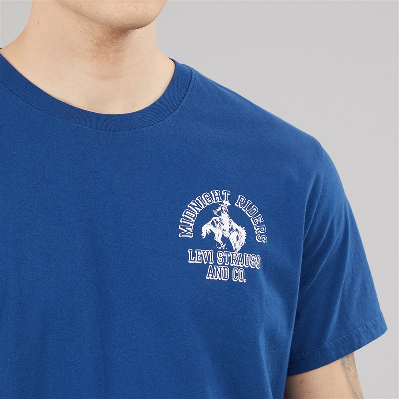 Levi's Mens Relaxed Fit T-Shirt Midnight Riders 2 Navy Poeny
