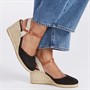Lotus Womens Katie Wedge Espadrilles Black