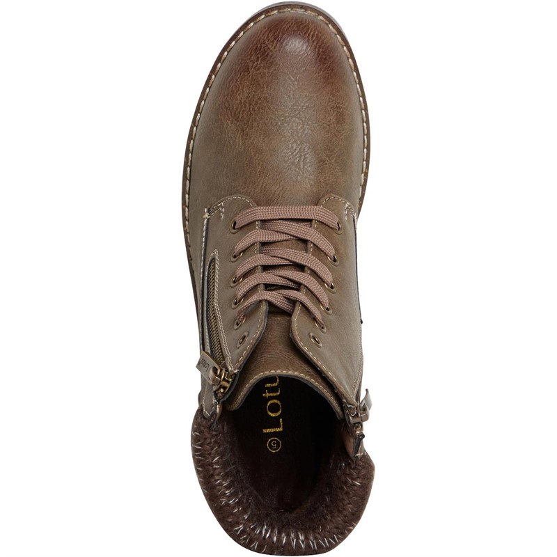Lotus Womens Emmeline Zip Ankle Boots Taupe