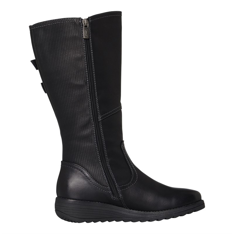 Lotus Womens Avoriaz Knee High Wedge Boots Black