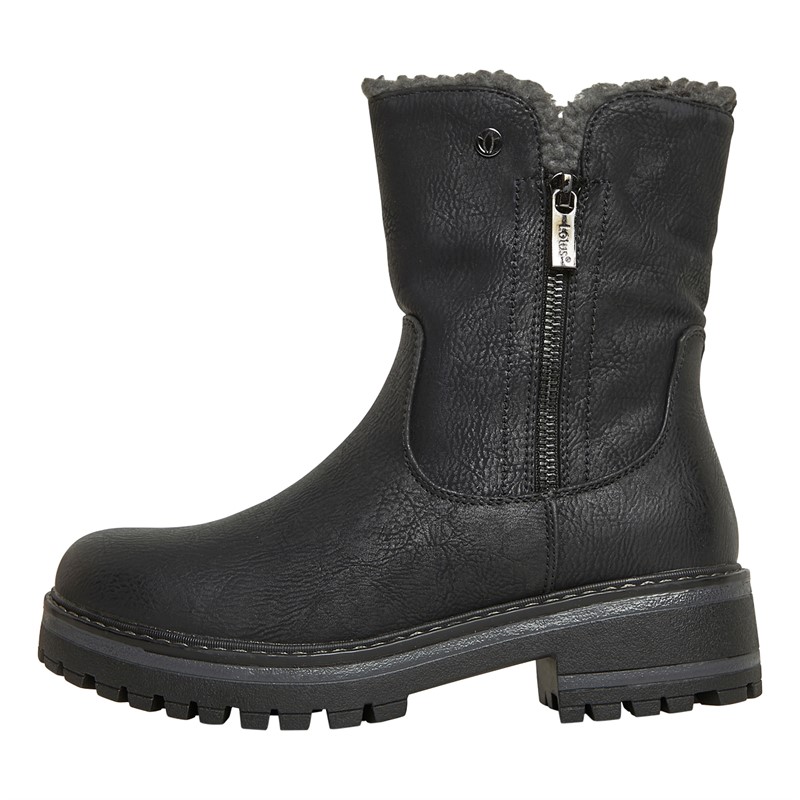 Lotus Womens Angeles Side Zip Boots Black