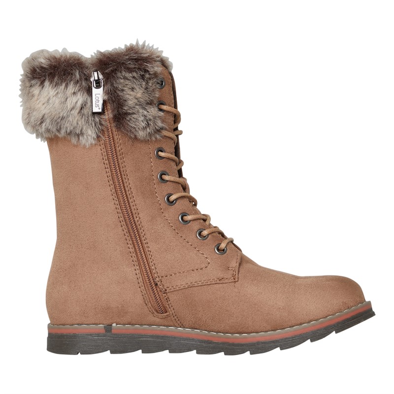 Lotus Womens Asha Lace Up Boots Taupe