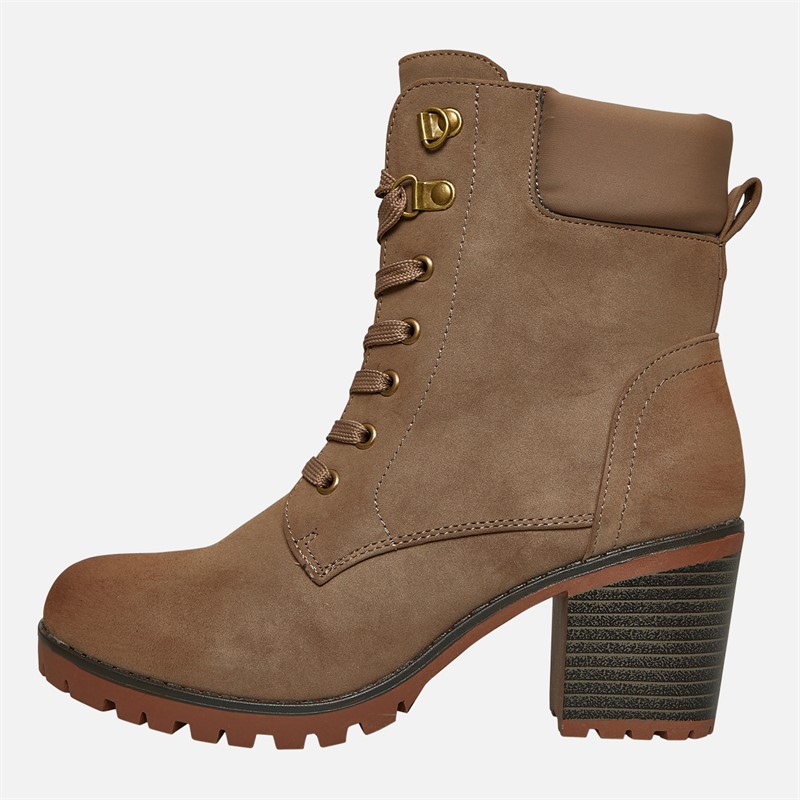 Lotus Womens Gene Block Heel Lace Up Boots Taupe Nubuck