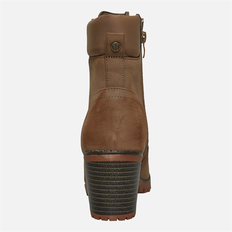 Lotus Womens Gene Block Heel Lace Up Boots Taupe Nubuck